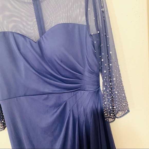 NEW ALEX EVENING Illusion Jewel Neck Mesh Gown - Picture 4 of 11